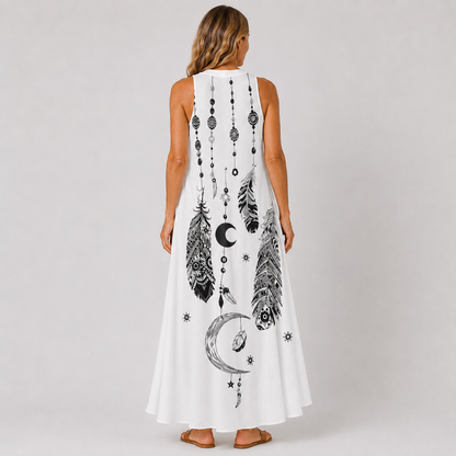 Bohemian Sleeveless Maxi Dress - Effortless Womens Dress for Summer