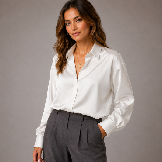 Women’s Satin Blouse – Relaxed Fit with Elegant Sheen