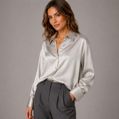 Women’s Satin Blouse – Relaxed Fit with Elegant Sheen