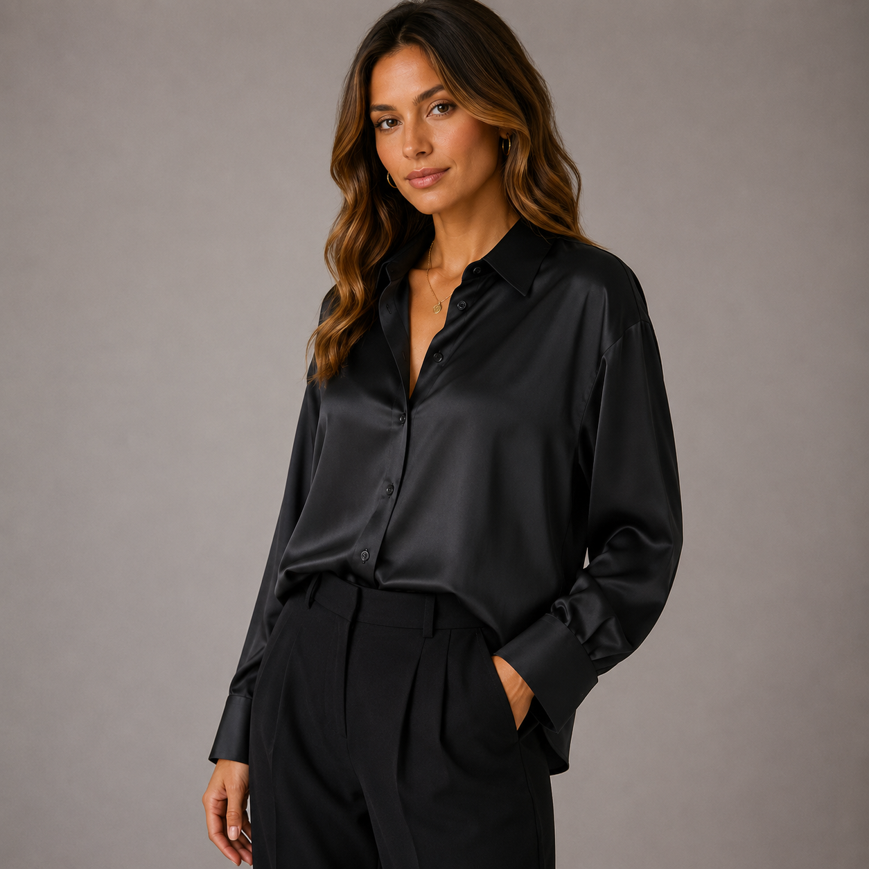 Women’s Satin Blouse – Relaxed Fit with Elegant Sheen