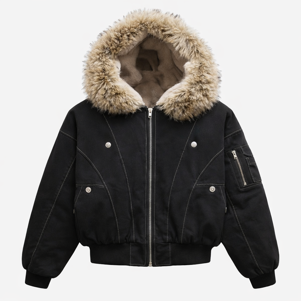 Faux Fur Lined Bomber Jacket | Winter Casual Outerwear