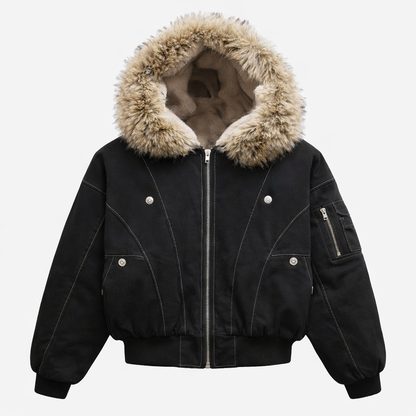 Faux Fur Lined Bomber Jacket | Winter Casual Outerwear