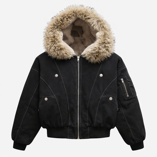 Faux Fur Lined Bomber Jacket | Winter Casual Outerwear