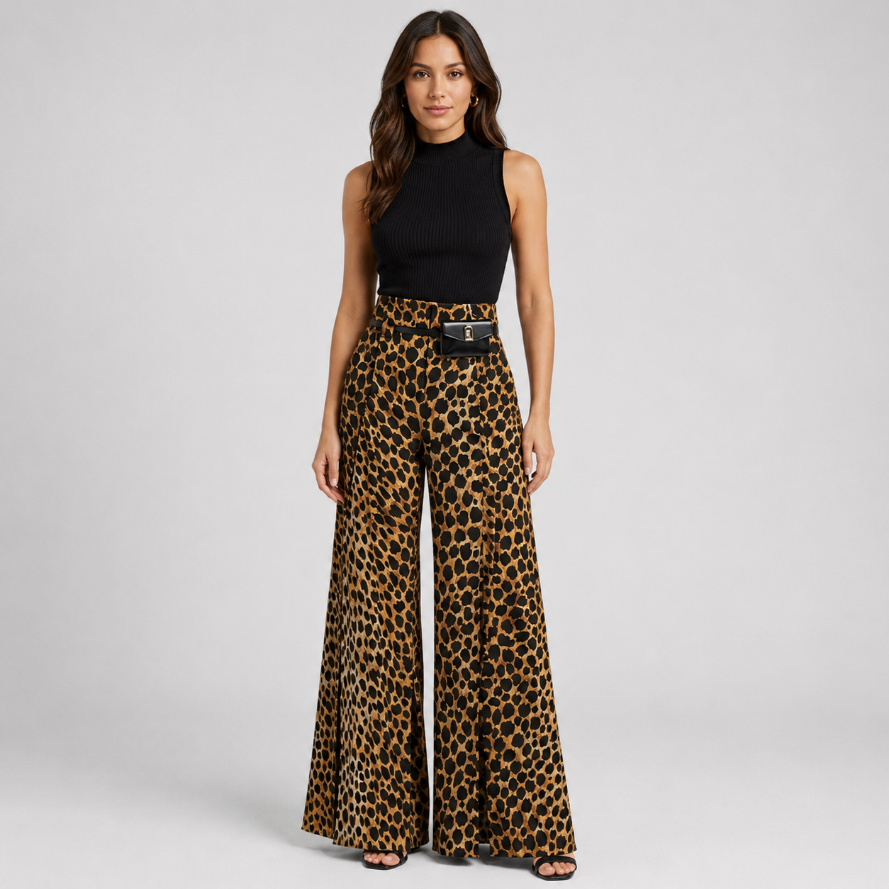 Celina High-Waisted Black Wide Leg Trousers for Women - Elegant & Comfortable Design