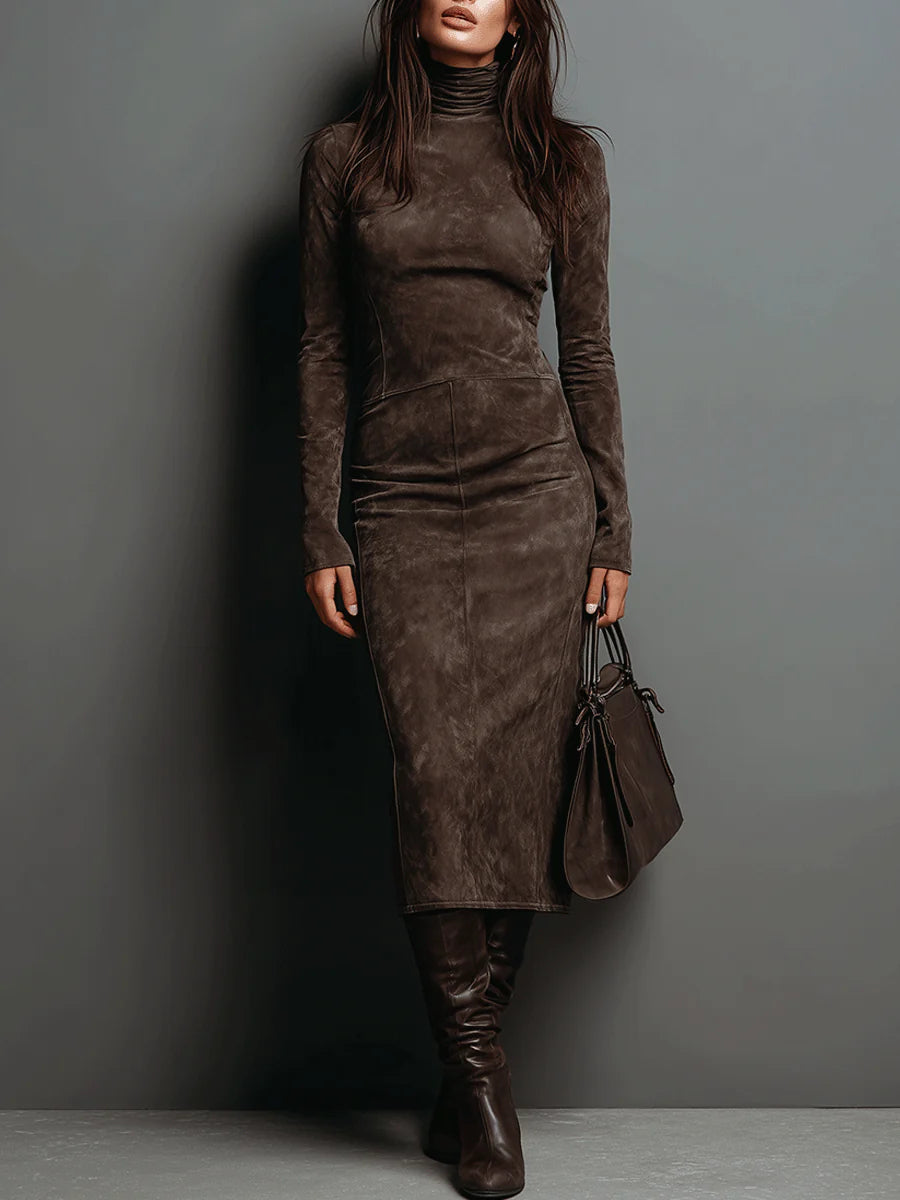Chic Suede Midi Dress | Women's Formal Dress 0