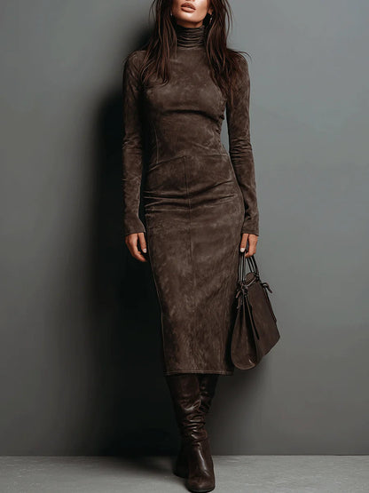 Chic Suede Midi Dress | Women's Formal Dress 0