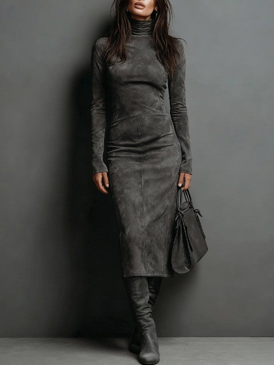 Chic Suede Midi Dress | Women's Formal Dress 1