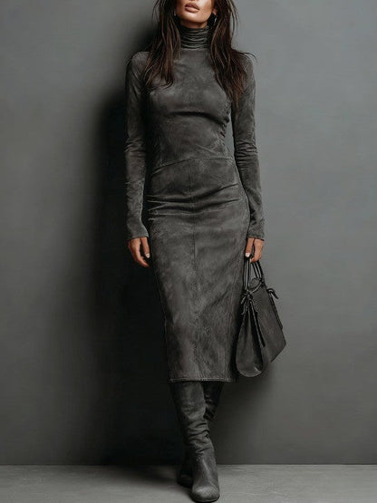 Chic Suede Midi Dress | Women's Formal Dress 1