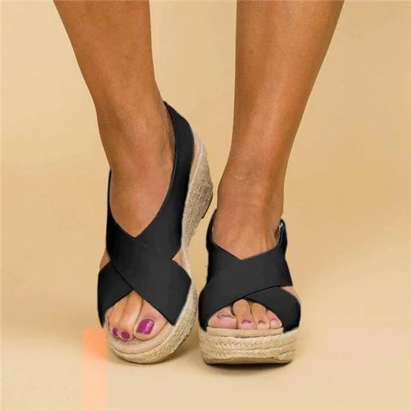 Elegant Black Espadrille Wedge Sandals for Women - Comfortable and Stylish Wedge Espadrilles 1