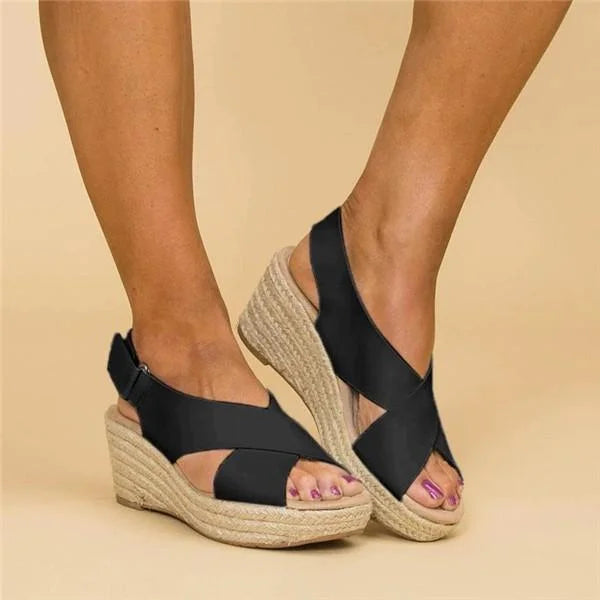 Elegant Black Espadrille Wedge Sandals for Women - Comfortable and Stylish Wedge Espadrilles 7