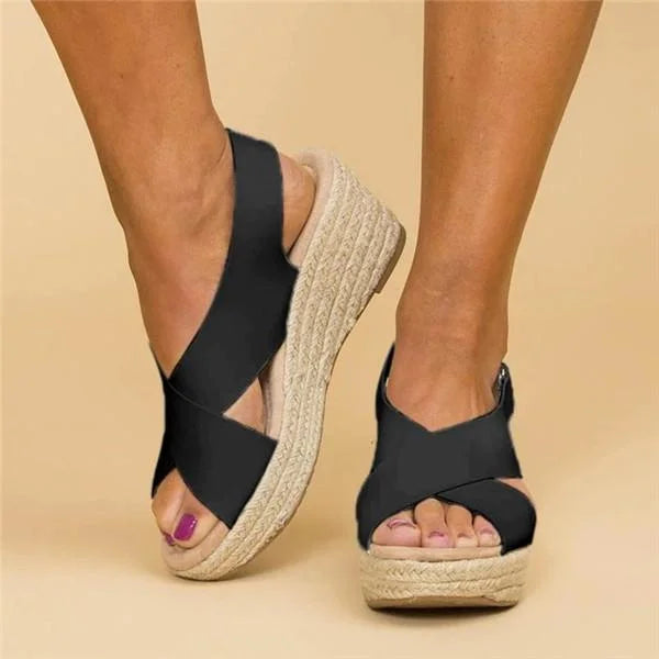 Elegant Black Espadrille Wedge Sandals for Women - Comfortable and Stylish Wedge Espadrilles 8