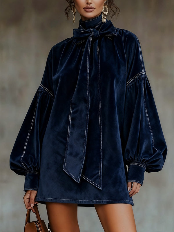 Dark Blue Velvet Mini Dress | Women's Cocktail Dress 0