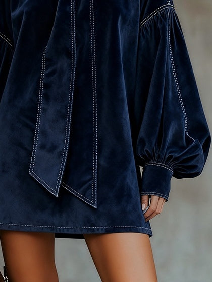 Dark Blue Velvet Mini Dress | Women's Cocktail Dress 2
