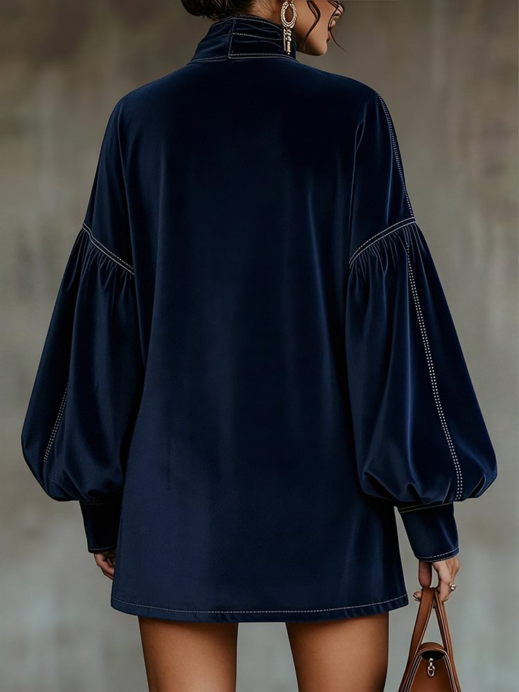 Dark Blue Velvet Mini Dress | Women's Cocktail Dress 3