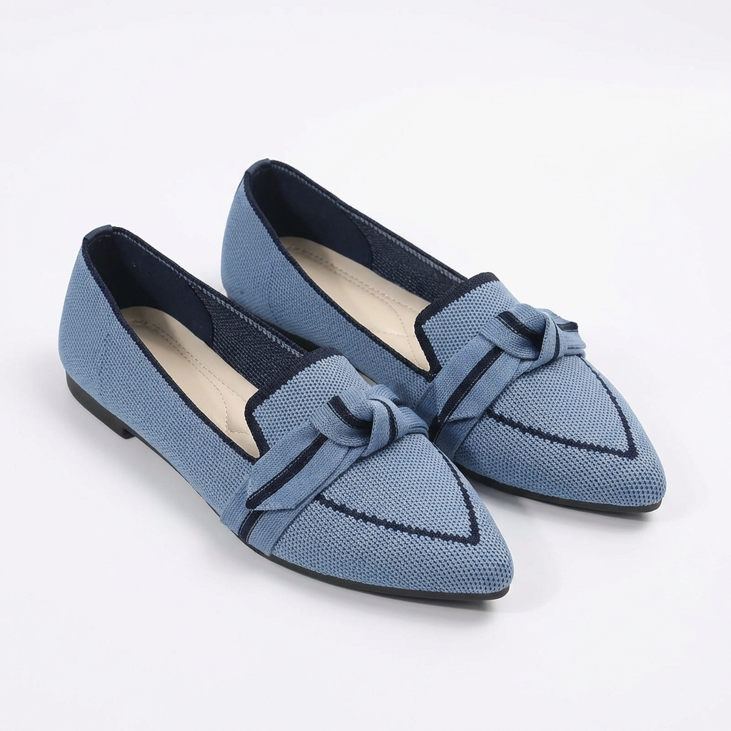 Delfina | Women's Pointed Toe Loafers with Bow Knit
