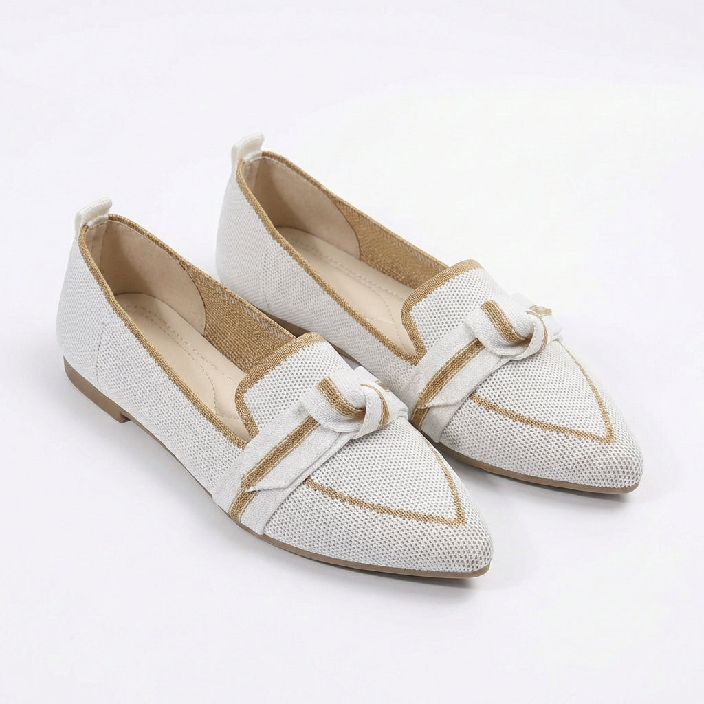 Delfina | Women's Pointed Toe Loafers with Bow Knit