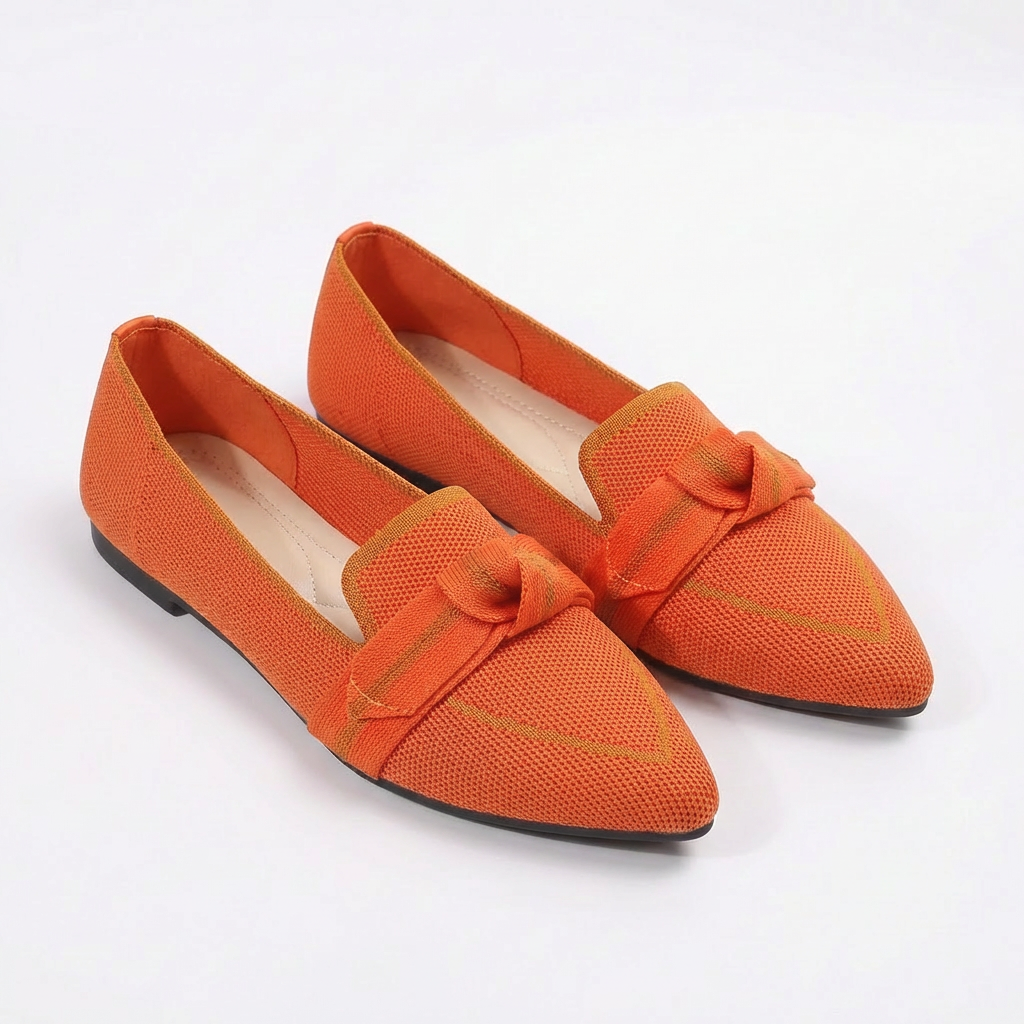 Delfina | Women's Pointed Toe Loafers with Bow Knit