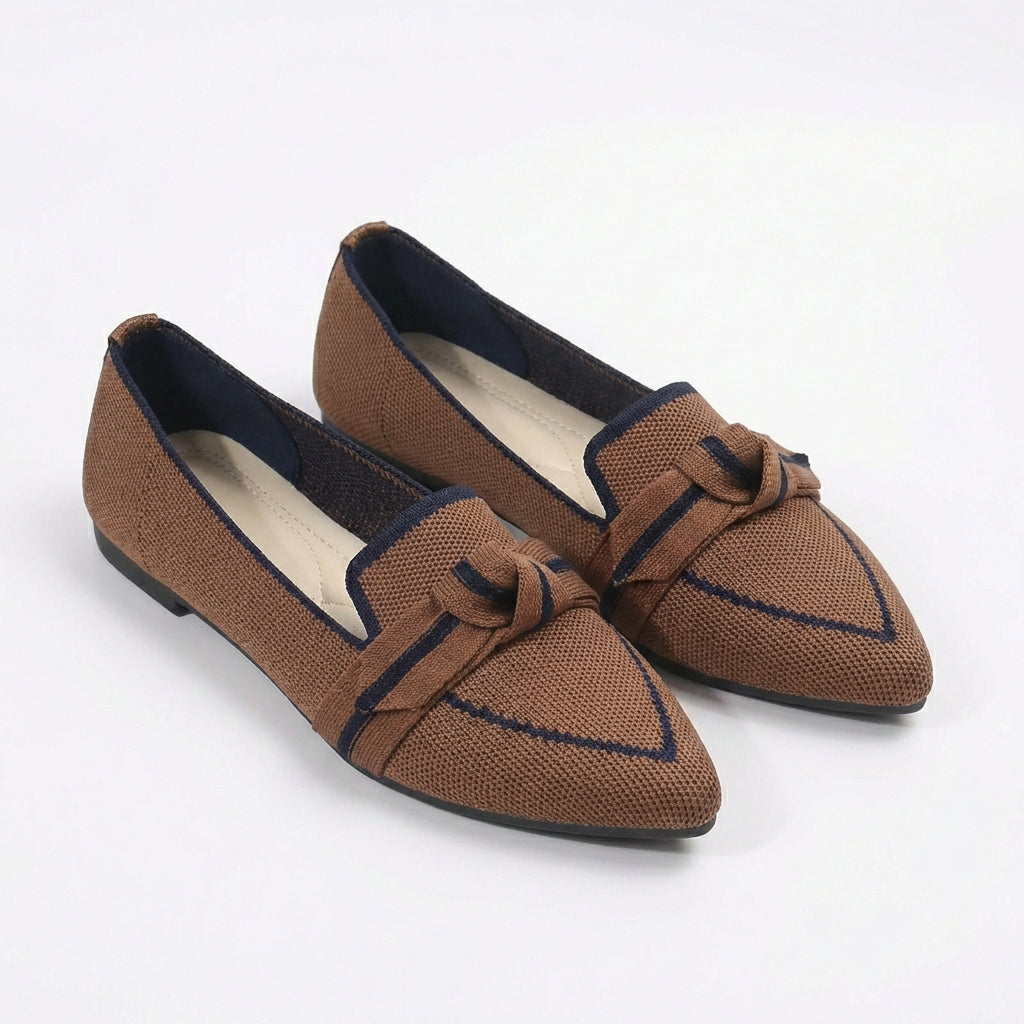 Delfina | Women's Pointed Toe Loafers with Bow Knit