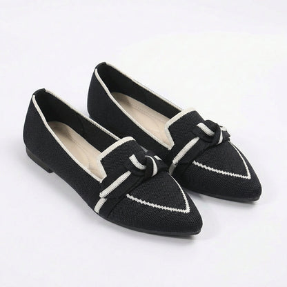 Delfina | Women's Pointed Toe Loafers with Bow Knit