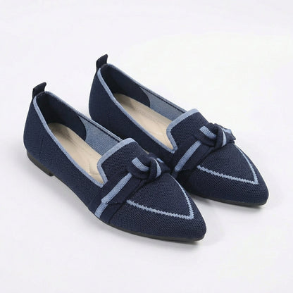 Delfina | Women's Pointed Toe Loafers with Bow Knit