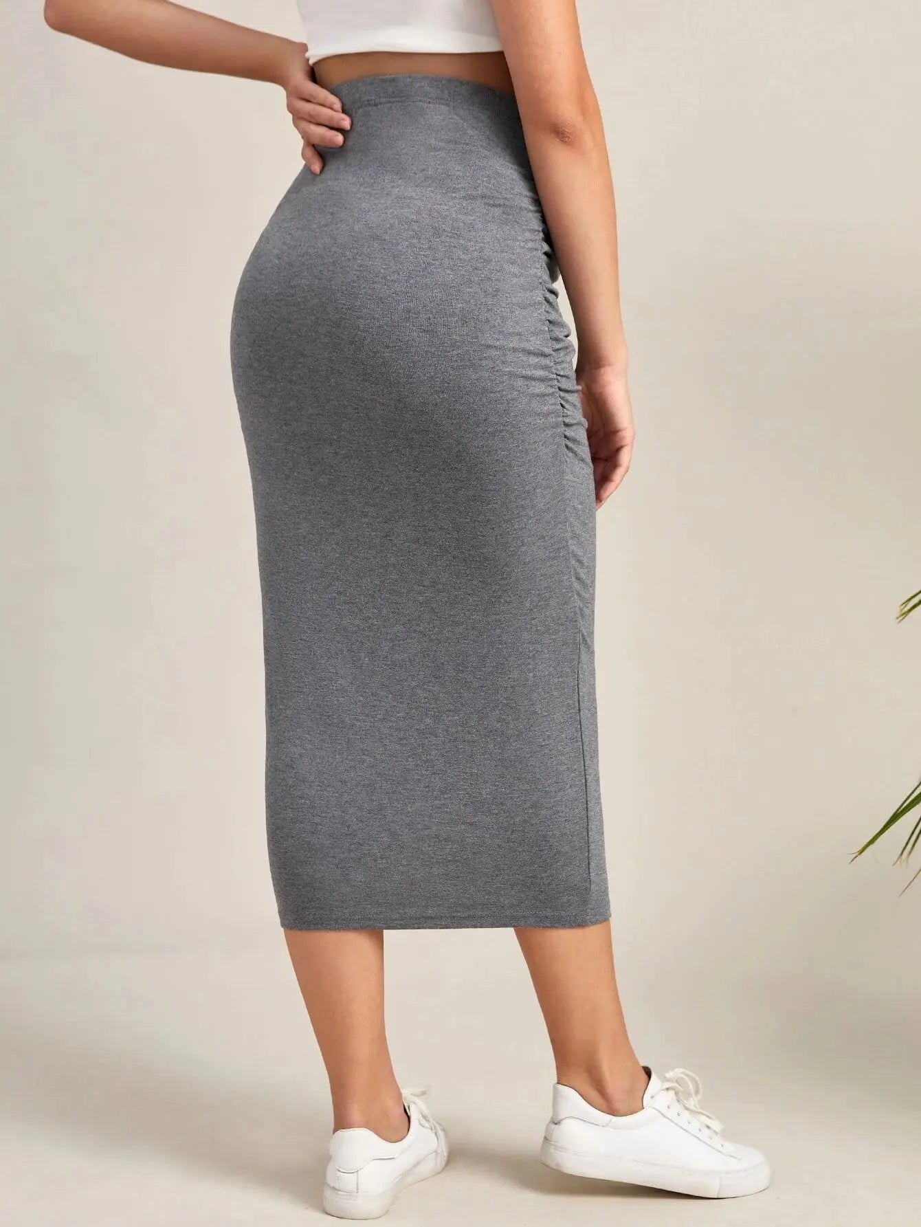 Elegant High Waist Maternity Skirt -  Chic Pencil Style, Comfortable Fit