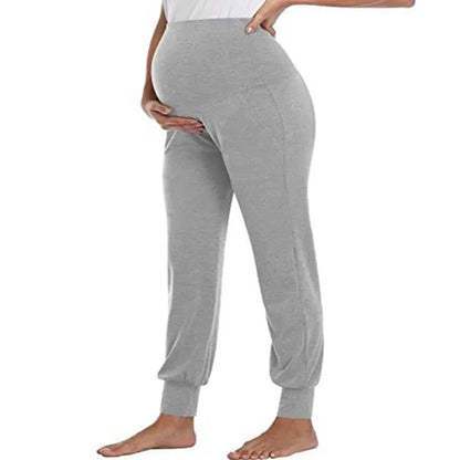 Elegant High Waist Maternity Trousers - Stretchy Lounge Pants for Expecting Mothers