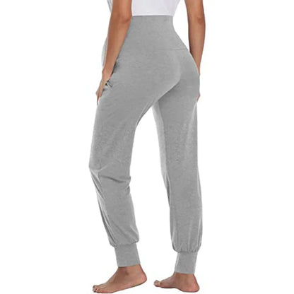 Elegant High Waist Maternity Trousers - Stretchy Lounge Pants for Expecting Mothers
