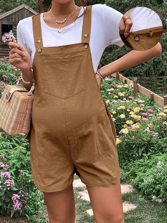 Elegant Maternity Jumpsuit with Adjustable Waist for Expecting Mothers - Casual Pregnancy Overalls in Soft Fabric