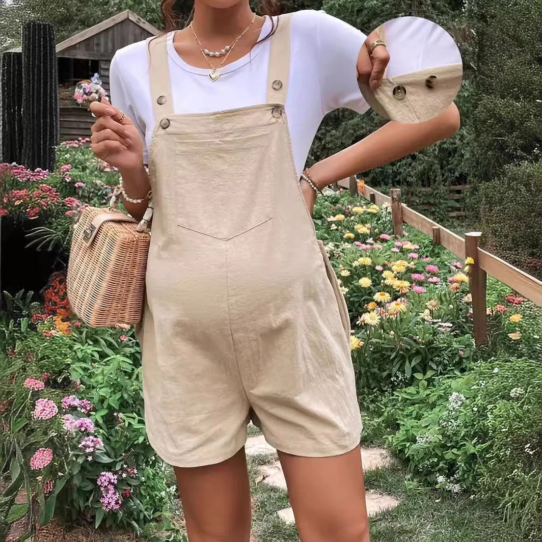 Elegant Maternity Jumpsuit with Adjustable Waist for Expecting Mothers - Casual Pregnancy Overalls in Soft Fabric