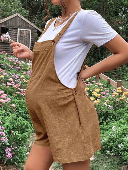 Elegant Maternity Jumpsuit with Adjustable Waist for Expecting Mothers - Casual Pregnancy Overalls in Soft Fabric