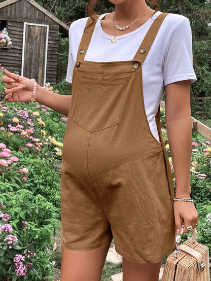 Elegant Maternity Jumpsuit with Adjustable Waist for Expecting Mothers - Casual Pregnancy Overalls in Soft Fabric