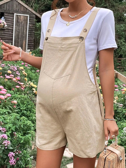Elegant Maternity Jumpsuit with Adjustable Waist for Expecting Mothers - Casual Pregnancy Overalls in Soft Fabric