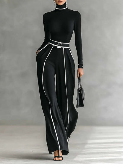 Elegant Turtleneck Set | Women's Two-Piece Outfit 0