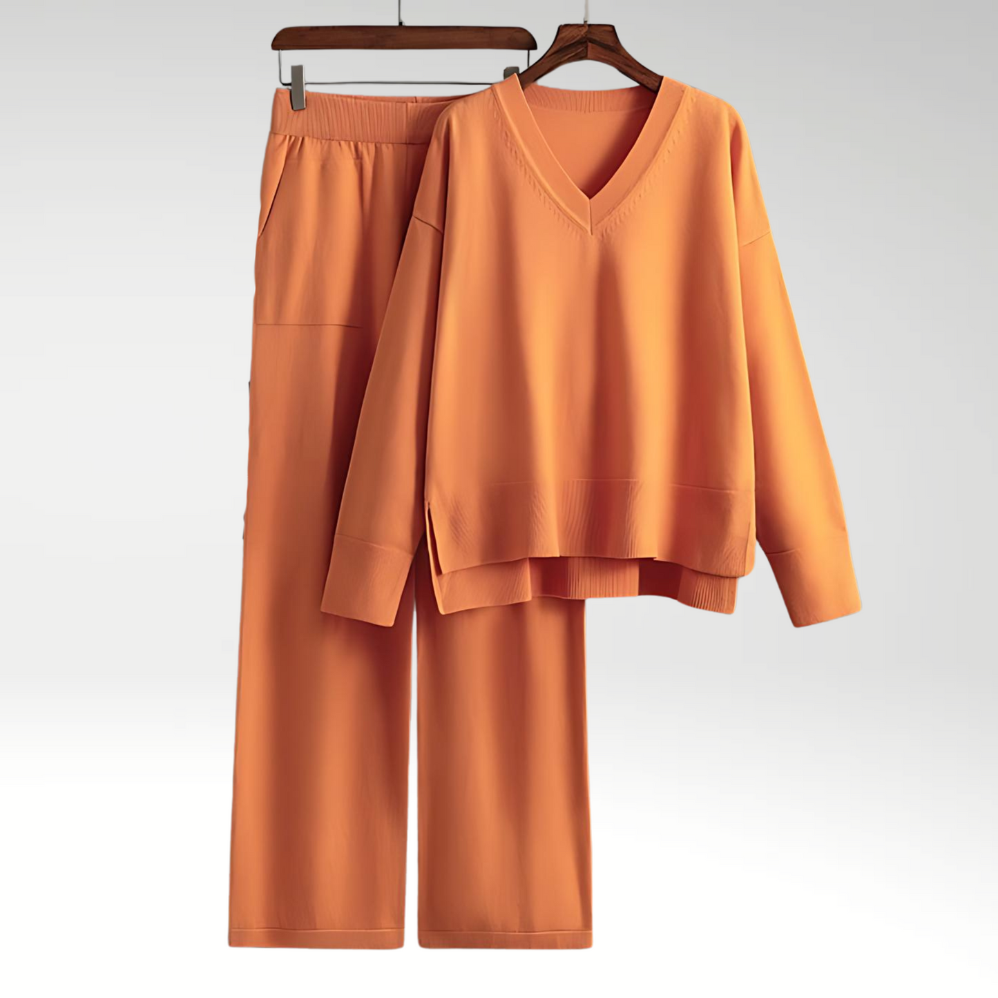 Elegant V-Neck Two-Piece Set | Women's Fashion Outfit 2