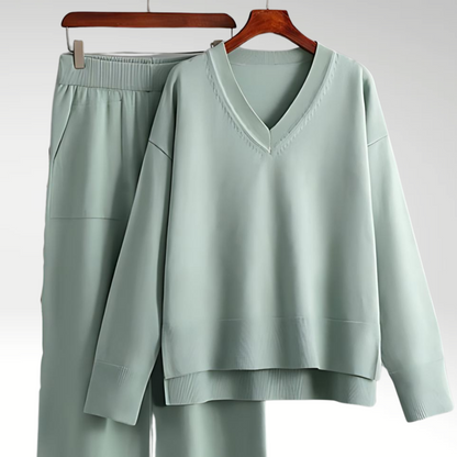 Elegant V-Neck Two-Piece Set | Women's Fashion Outfit 7