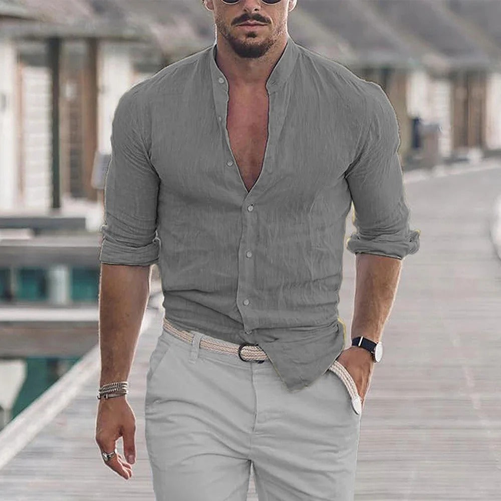 White Linen Button Down Shirt | Men's Linen Shirts 4