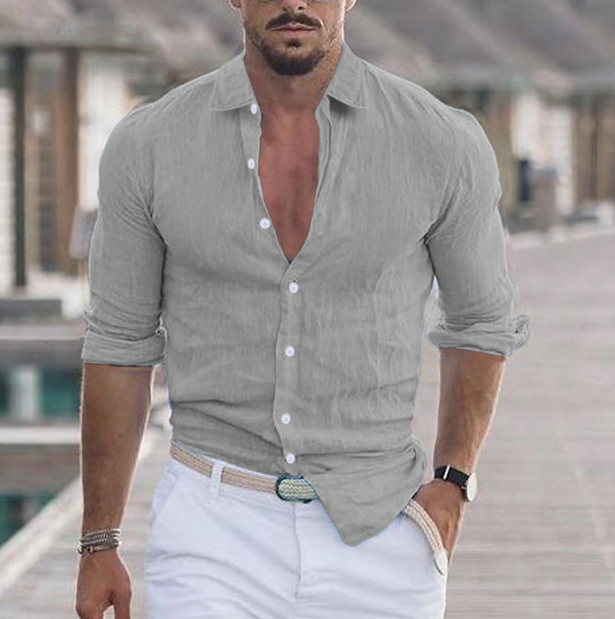 White Linen Button Down Shirt | Men's Linen Shirts 6