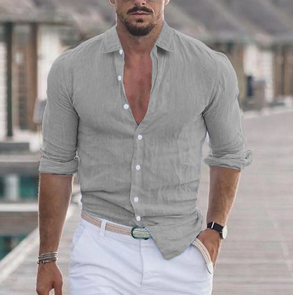 White Linen Button Down Shirt | Men's Linen Shirts 6