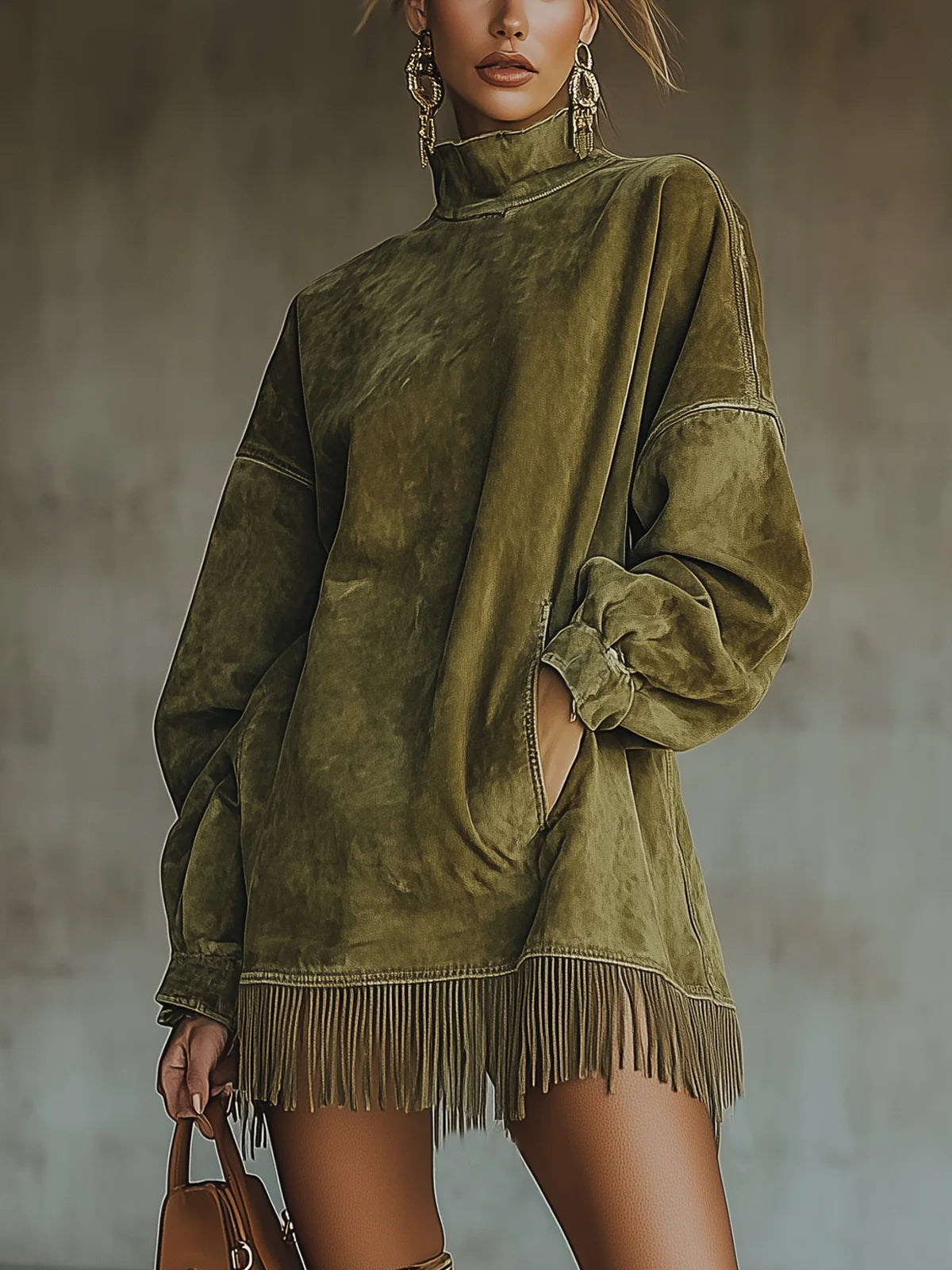 Faux Suede Turtleneck Dress | Women's Casual Dress 0