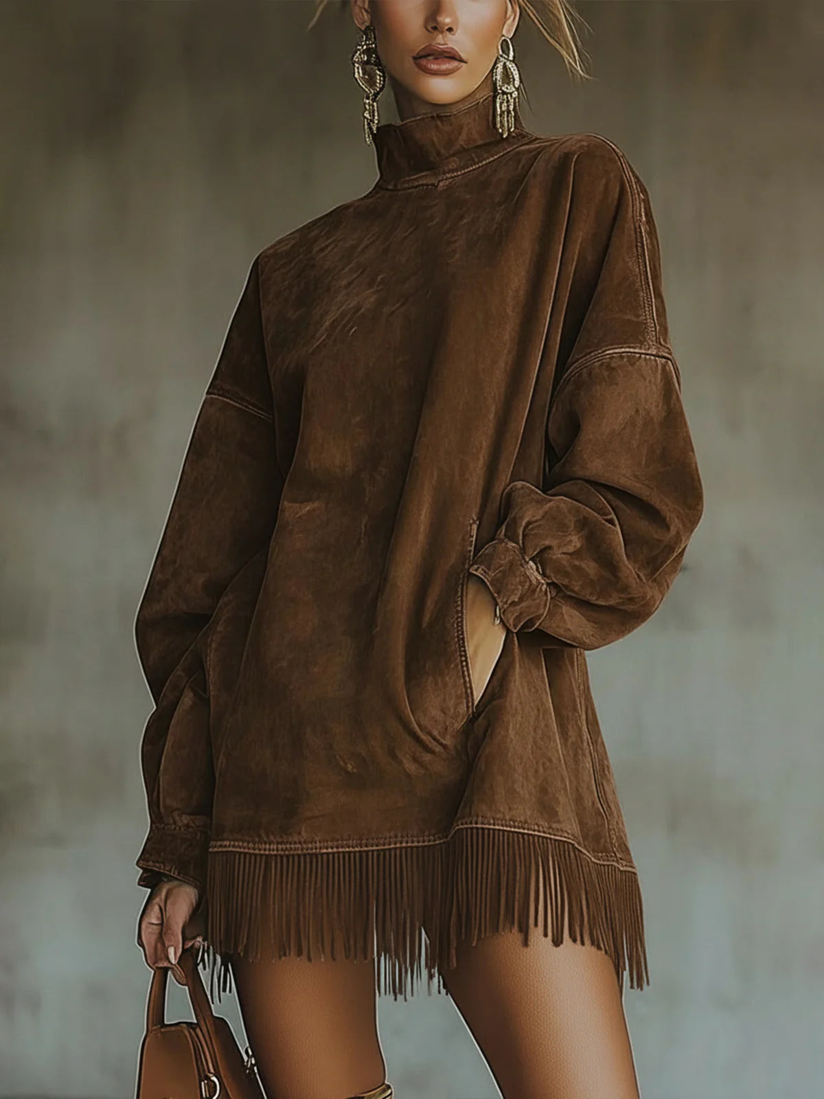 Faux Suede Turtleneck Dress | Women's Casual Dress 1