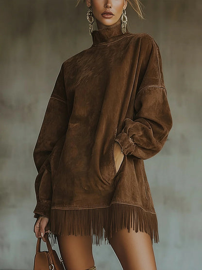 Faux Suede Turtleneck Dress | Women's Casual Dress 1