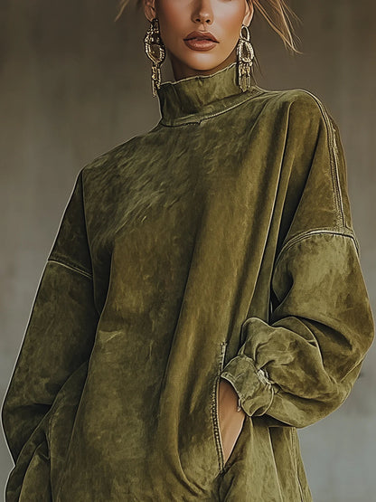 Faux Suede Turtleneck Dress | Women's Casual Dress 3