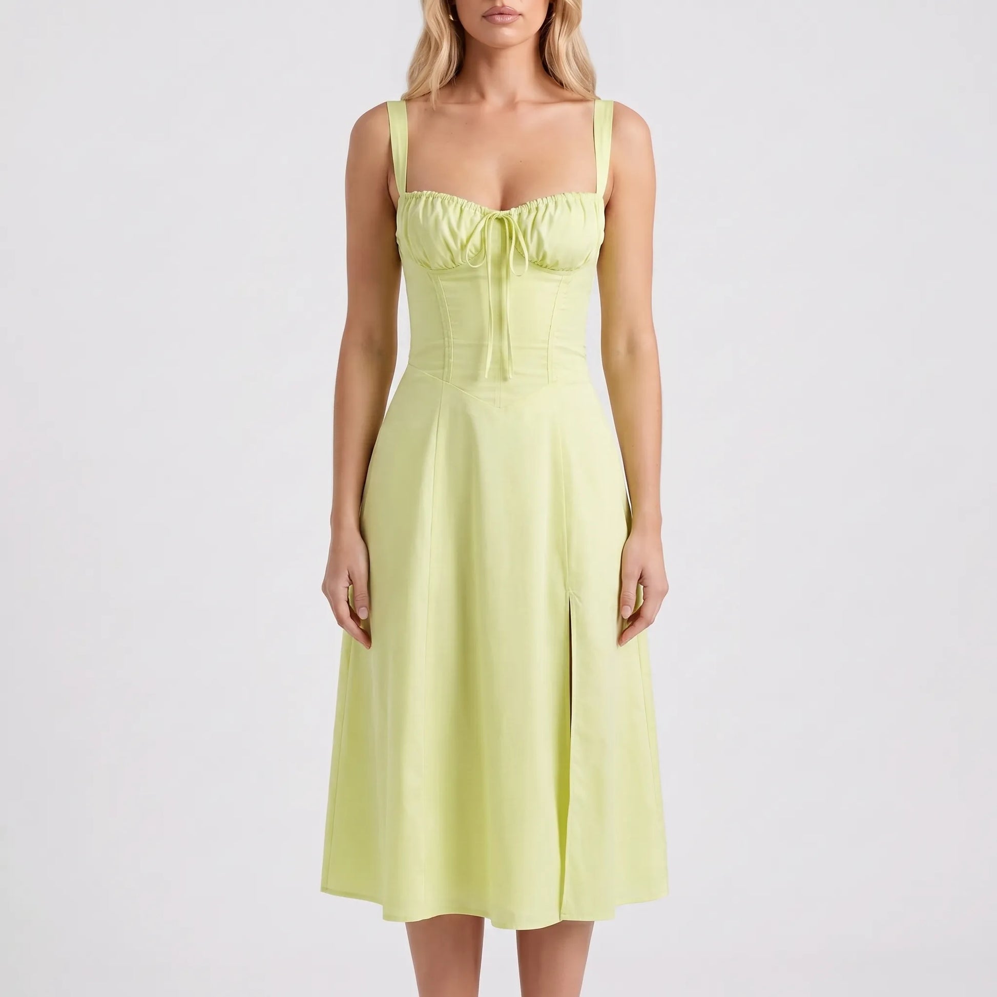Floressa | Women's Floral Print Midi Dress with Corset Bodice | Elegant Summer Dress for Wedding Guests 9