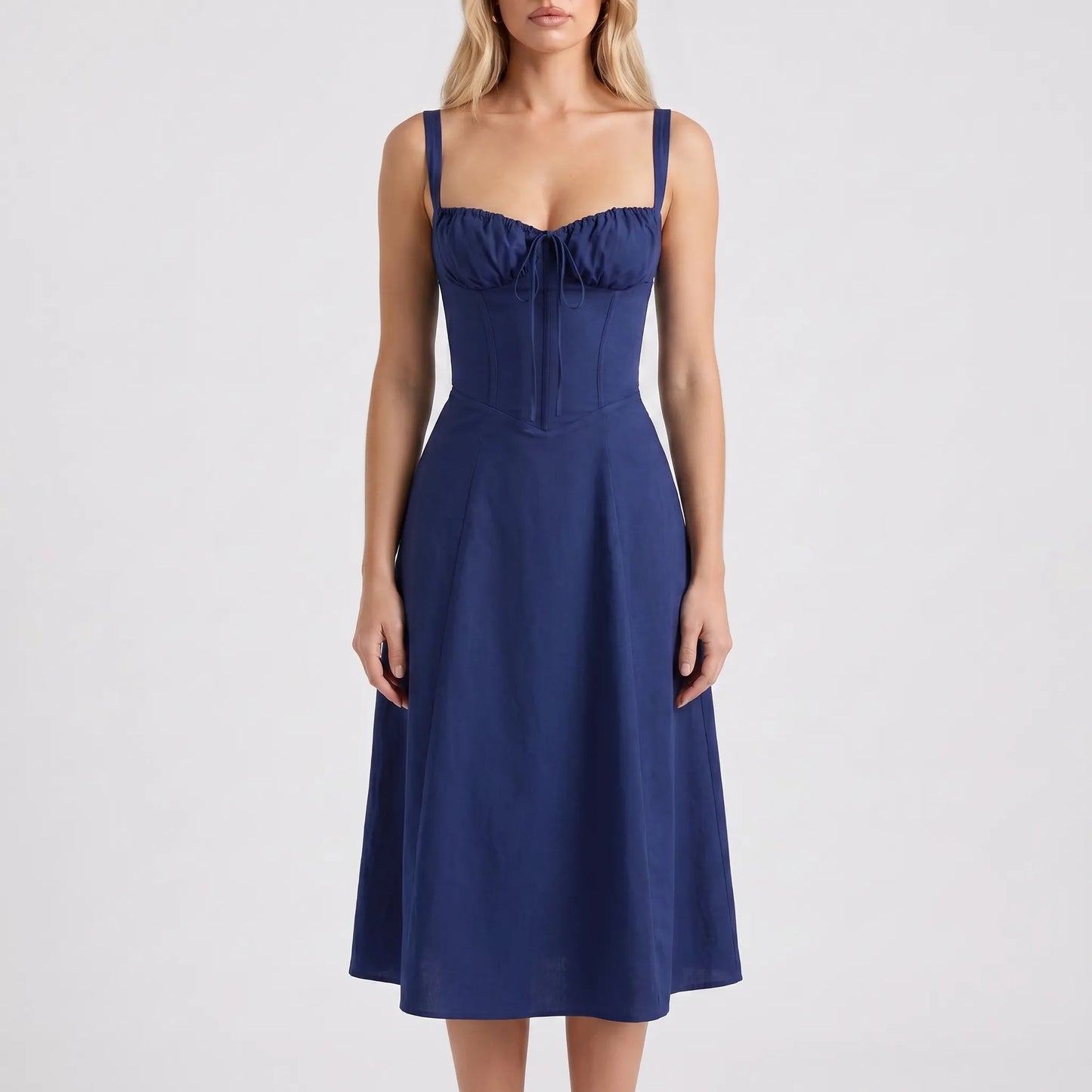 Floressa | Women's Floral Print Midi Dress with Corset Bodice | Elegant Summer Dress for Wedding Guests 10