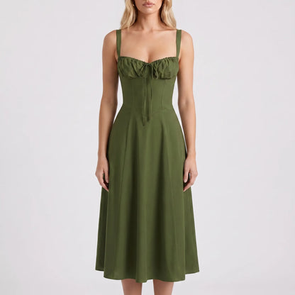 Floressa | Women's Floral Print Midi Dress with Corset Bodice | Elegant Summer Dress for Wedding Guests 11