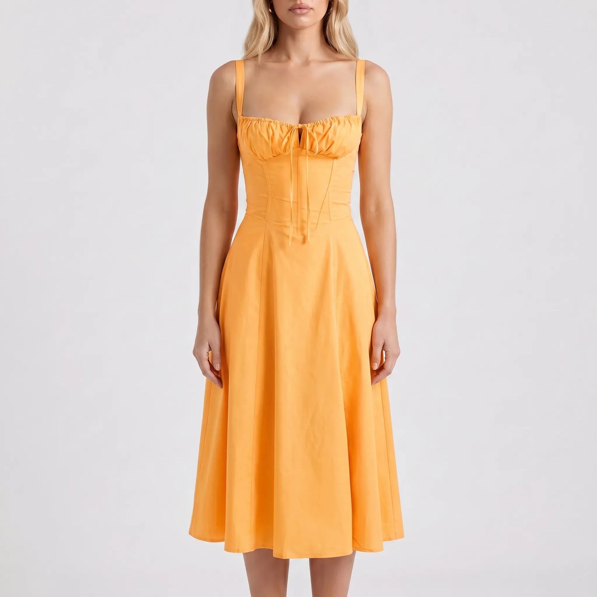 Floressa | Women's Floral Print Midi Dress with Corset Bodice | Elegant Summer Dress for Wedding Guests 14