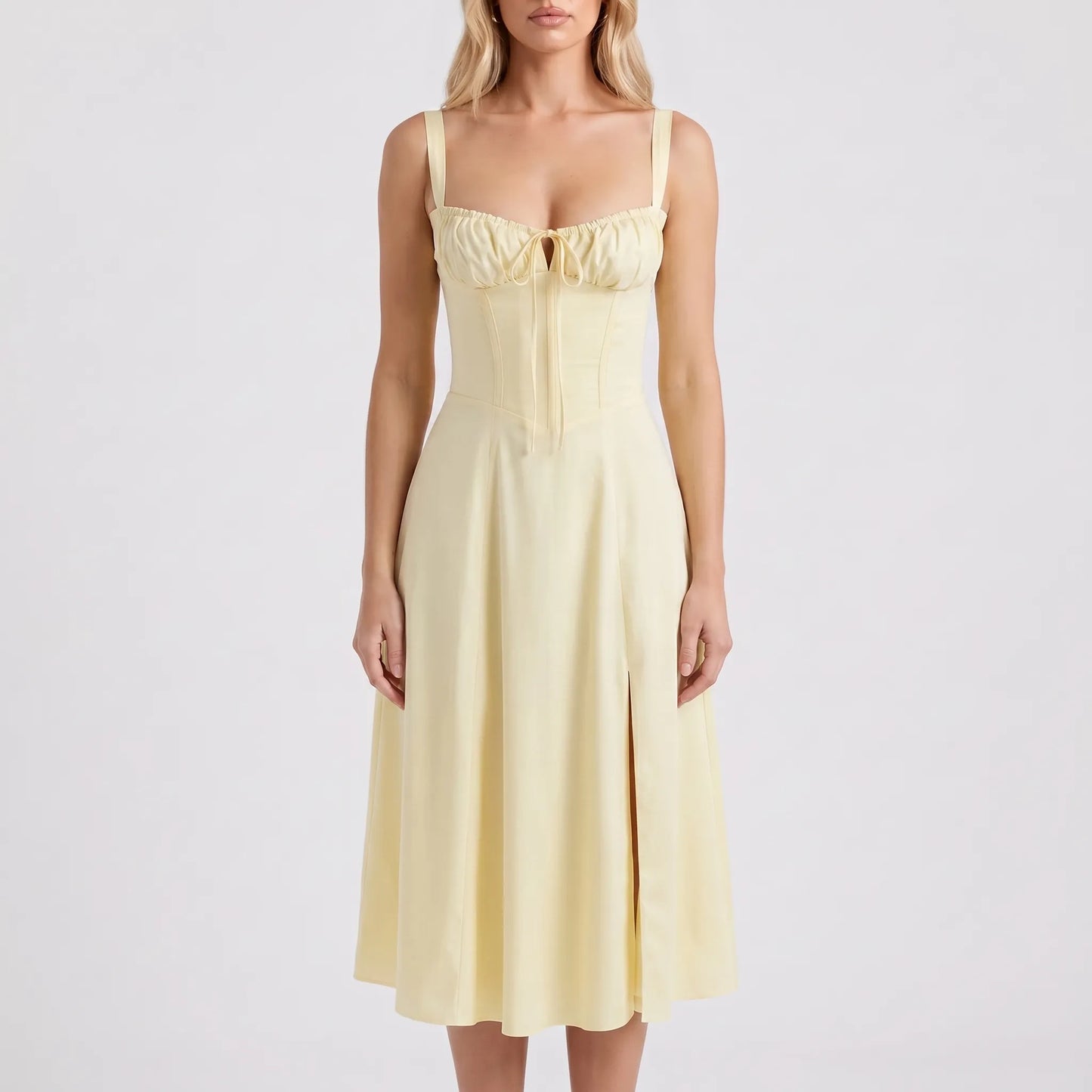 Floressa | Women's Floral Print Midi Dress with Corset Bodice | Elegant Summer Dress for Wedding Guests 16