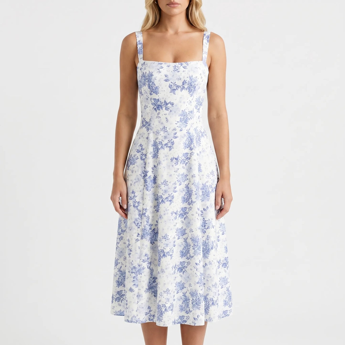 Floressa | Women's Floral Print Midi Dress with Corset Bodice | Elegant Summer Dress for Wedding Guests 1