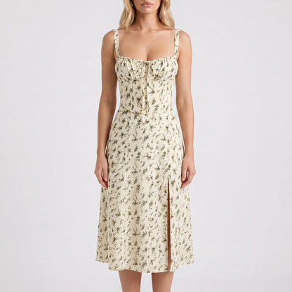Floressa | Women's Floral Print Midi Dress with Corset Bodice | Elegant Summer Dress for Wedding Guests 6