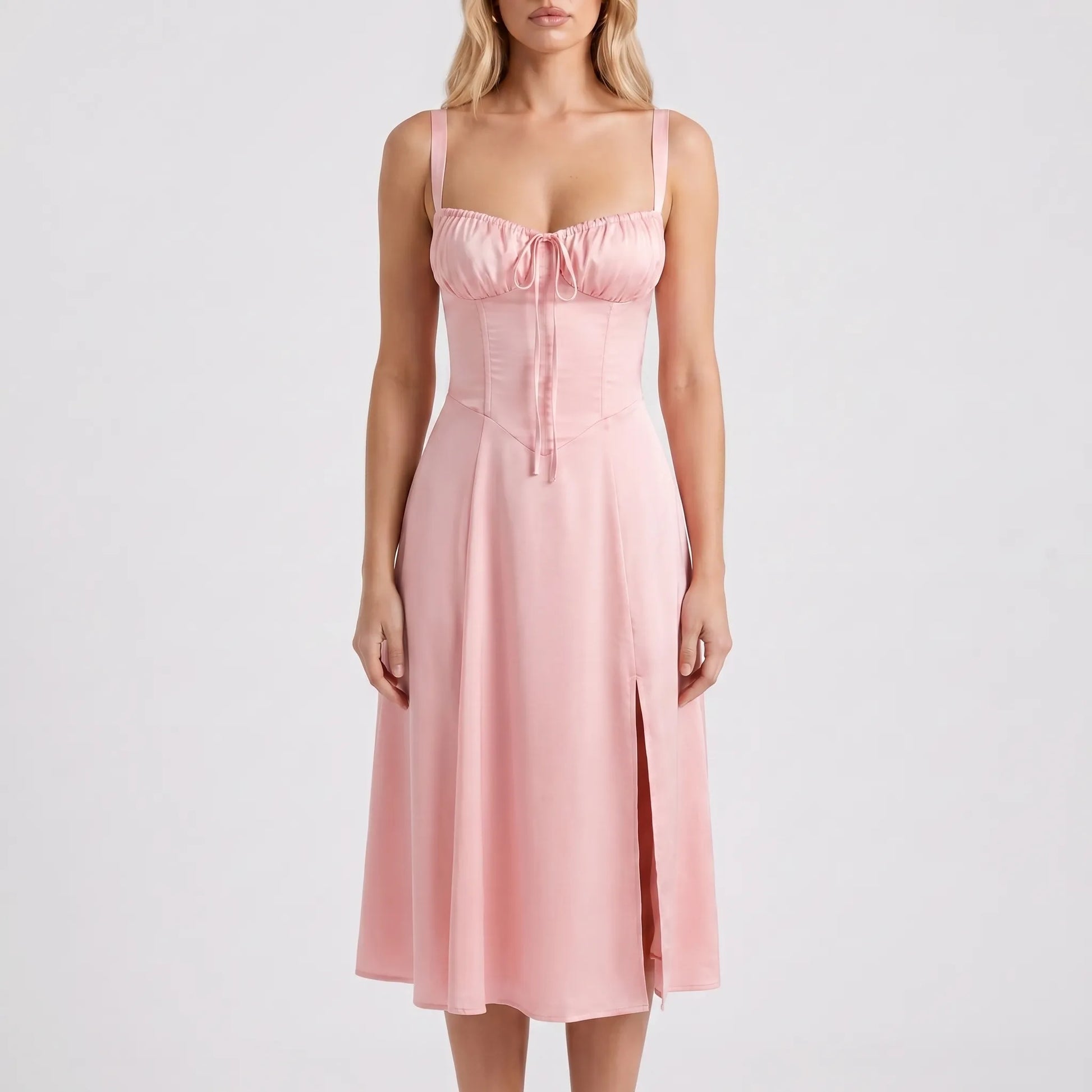Floressa | Women's Floral Print Midi Dress with Corset Bodice | Elegant Summer Dress for Wedding Guests 8